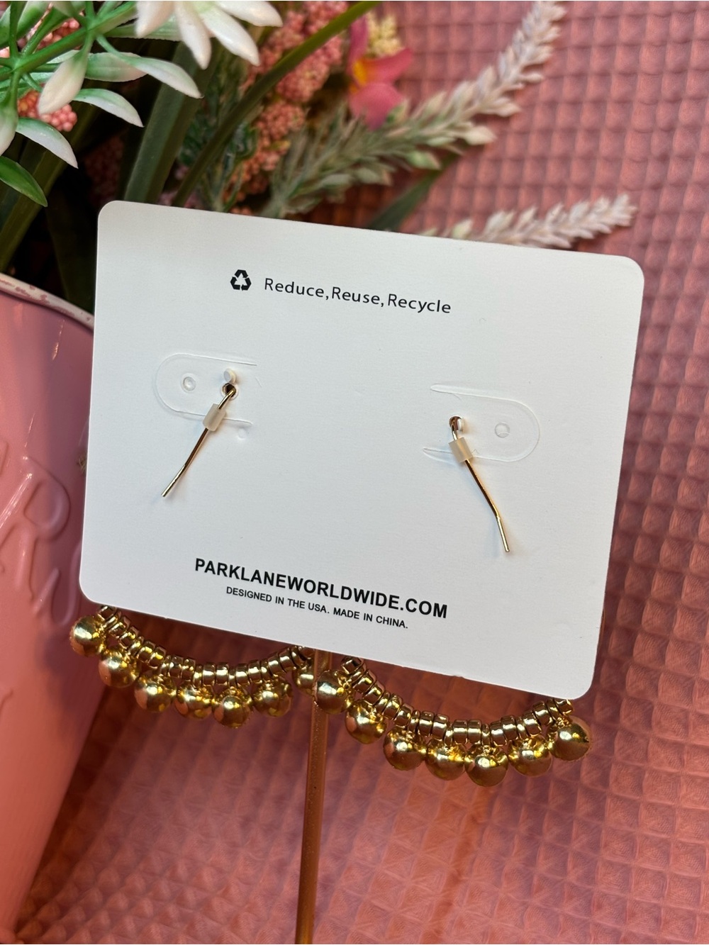 Park Lane Dazzling Gold Hoop Earrings with Clear Crystal Accents - Picture 6 of 6